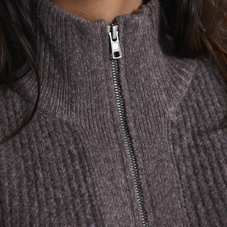Zip knit cardigan "Zip Cardigan" Light Brown